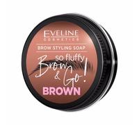 Eveline Cosmetics Brow & go! Brow Styling Soap - Vegan Gel Formula with Henna & Vitamin E, Brown Shade, 25g
