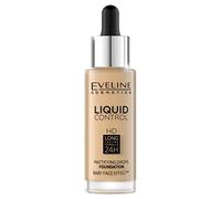 Eveline Cosmetics Liquid Control HD Eveline Liquid Control HD Long-Lasting 24 H Foundation - No 016 Vanilla Beige, Lightweight, Breathable, Medium Coverage Makeup for Flawless Skin, 32 ml