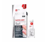 Eveline Cosmetics Nail Therapy Professional Super-Dry 5-in-1 Multifunctional Nail Hardener & Dryer with Sweet Almond Oil - Vegan 12 ML