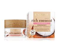 Eveline Cosmetics Rich Coconut Ultra-Nourishing Coconut Face Cream for Dry Skin with Organic Coconut Oil & Sweet Almond Oil, Enriched with Aloe & Probiotics, Vegan Formula - 50ml