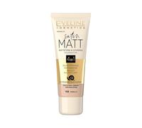 Eveline Cosmetics Satin Matt Foundation with Snail Slime Filtrate - Building Coverage & Pore Minimisation - 30 ml