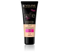 Eveline Cosmetics Selfie Time foundation and concealer 2-in-1 shade 01 Porcelain 30 ml