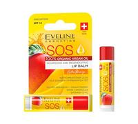 Eveline Cosmetics SOS Exotic Mango Lip Balm - Nourishing & Regenerating with Argan Oil and Mango Butter, SPF 10 Protection, Long Lasting Moisture