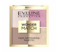 Eveline Cosmetics Wonder Match 4-in-1 Face Contouring Palette - Bronzer, Blush, Highlighter, and Finishing Powder - Vegan Formula, Chocolate Scent