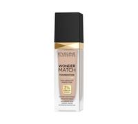 Eveline Cosmetics Wonder Match Luxury Adaptive Foundation, Buildable Coverage, Satin Finish, Oil-Free Formula with Hyaluronic Acid, Thermal Water and Acai Extract, 30 ml