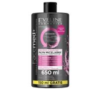 Eveline Cosmetics Facemed+ Professional 3-in-1 Micellar Water Makeup Remover for Face, Eyes & Lips with Black Tea Extract & Green Tea - 650ml