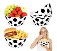 EVELOMO 4 Pack Large Soccer Ball Snack Bowls - 10 x 4.3 In Reusable Melamine Soccer Serving Bowl for Party, Game Day, Birthday, Tailgating & Sports Events (Soccer)