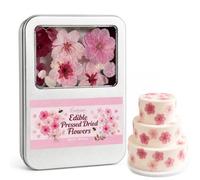 Eveloraine Tin Box 120 Pieces 8 Varieties of Naturally Dried,Pressed,Edible Flowers for Cake Decoration -Pink Cherry Blossoms for Cocktails and DIY Crafts