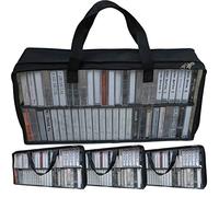 Evelots Cassette Tape Bag -See Thru Organizer Storage with Handles - Easy Carrying Case - No Dust or Moisture - Holds 200 Tapes with cases