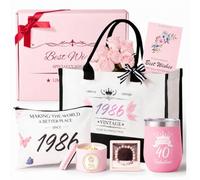 Evelunya 40th Birthday Gifts for Women Idea, Real Flowers Scented Candle, Luxury Gift Set, Unique Gift Ideas, Self Care Relaxation Gift for Her, 1986 Limited Edition