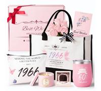 Evelunya 60th Birthday Gifts for Women Idea, Real Flowers Scented Candle, Luxury Gift Set, Unique Gift Ideas, Self Care Relaxation Gift for Her, 1966 Limited Edition