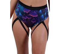 EVELUST Rave Booty Shorts for Women - High Waisted Harness Pants Butt Lifting Leggings Exotic Pole Festival Outfits Bottom(Mushroom, XL, 1321w)