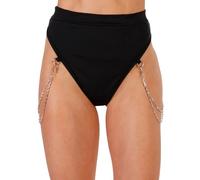 EVELUST Rave Bottoms with Chain for Women - EDC Sexy Thong Bootylicious Shorts Festival High Waisted Pants Party Nightclub(Black, L, 13121w)