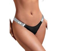 EVELUST Women Rhinestone Sexy Panties - Cute Ladies Sparkle Shine Strap G String Thongs Lingerie Glitter Seamless Knickers Studded Brazilian Panty Seamless Underwear Bikini Bottom(Black, M, 1028w)