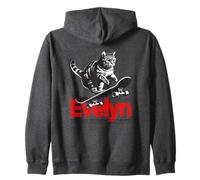 EVELYN - Adorable girl name with cute Cat Zip Hoodie