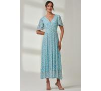 Evelyn Angel Sleeve Mesh Maxi Dress Jolie Moi Green 20