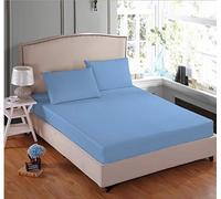 Evelyn Barnes Fitted Bed Sheets With Matching Pillow Cases 30cm Deep Pocket Polycotton Hotel Quality Modern Bedding (Sky Blue, Super King)