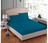 Evelyn Barnes Fitted Bed Sheets With Matching Pillow Cases 30cm Deep Pocket Polycotton Hotel Quality Modern Bedding (Teal, Double)