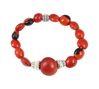 EVELYN BROOKS Classic Stretchy Adjustable Beaded Bracelet for Women 6.5” - 7.5” w/Meaningful Good Luck Huayruro Seeds Beads - Great Gifts for Mom, Daughter, Sister, Aunt, Girlfriend, 25.40 cm , Silver