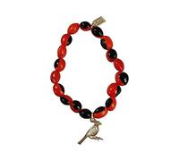 EVELYN BROOKS Silver Filigree Cardinal Charm Stretchy Adjustable Bracelet for Women - When a Cardinal Appears a Loved one is Near 6.5” - 7.5” w/Meaningful Good Luck Huayruro Seed Beads - Great Gifts