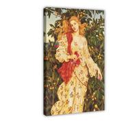 Evelyn De Morgan - Flora - Classic Paintings Printed on Canvas, Office Home Decor Wall Art Poster, Framed 08x12inch(20x30cm)