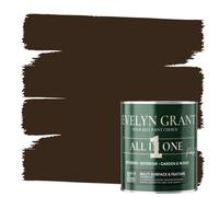Evelyn Grant All-In-One Paint & Primer - Multi-Surface For Walls, Wood, Interior & Exterior - Dark Brown - 2.5L - Matt