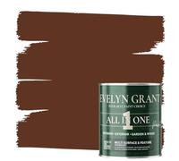 Evelyn Grant All-IN-ONE Paint & Primer - Multi-Surface Paint For Interior Walls, Outdoor Garden & Exterior Walls, Wood Furniture | High Durability Multi-Feature - Belgium Chocolate - 1L - Matt