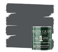 Evelyn Grant All-IN-ONE Paint & Primer - Multi-Surface Paint For Interior Walls, Outdoor Garden & Exterior Walls, Wood Furniture | High Durability Multi-Feature - Anthracite Grey - 5L - Satin