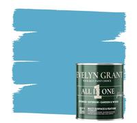Evelyn Grant All-IN-ONE Paint & Primer - Multi-Surface Paint For Interior Walls, Outdoor Garden & Exterior Walls, Wood Furniture | High Durability Multi-Feature - Swimming Pool Blue - 1L - Matt