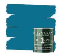 Evelyn Grant All-IN-ONE Paint & Primer - Multi-Surface Paint For Interior Walls, Outdoor Garden & Exterior Walls, Wood Furniture | High Durability Multi-Feature - Deep Blue - 1L - Matt