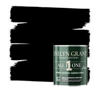 Evelyn Grant All-IN-ONE Paint & Primer - Sample Colour Tester Pot with Brush - Multi-Surface Paint For Interior Walls, Outdoor Garden & Exterior Walls, High Durability Multi-Feature Midnight Black