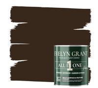 Evelyn Grant All-IN-ONE Paint & Primer - Sample Colour Tester Pot with Brush - Multi-Surface Paint For Interior Walls, Outdoor Garden & Exterior Walls, High Durability Multi-Feature Dark Brown