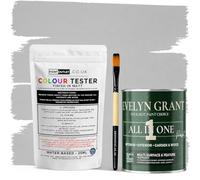Evelyn Grant All-IN-ONE Paint & Primer - Sample Colour Tester Pot with Brush - Multi-Surface Paint For Interior Walls, Outdoor Garden & Exterior Walls, High Durability Multi-Feature Modern Grey