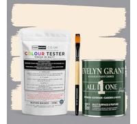 Evelyn Grant All-IN-ONE Paint & Primer - Sample Colour Tester Pot with Brush - Multi-Surface Paint For Interior Walls, Outdoor Garden & Exterior Walls, High Durability Multi-Feature Ivory Cream