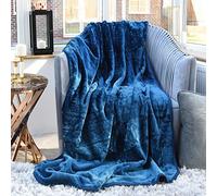 EVELYN LIVING LUXURY FAUX FUR MINK THROW SOFT WARM FLEECE BLANKET DOUBLE KING SINGLE SOFA BED (KING, OCEAN BLUE)