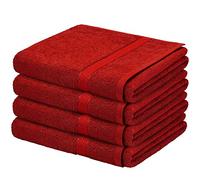 EVELYN LIVING RED PACK OF 4 PURE 100% EGYPTIAN COTTON BATHROOM TOWELS BATH SHEET BALE SET SUPER SOFT 500 GSM