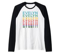 Evelyn Name Personalized Women Girl Retro Vintage Pattern Raglan Baseball Tee
