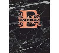Evelyn: Personalized Sketchbook 8.5" x 11". Monogram Letter E Sketch Pad/Journal/Note Book. Black Marble & Rose Gold Cover. Doodle, Notebook, Journal, Create!