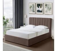 Evelynne Fabric 135Cm Double Ottoman Bed Frame With Storage - Dark Brown