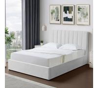 Brooklyn Evelynne Double Light Grey Linen Ottoman Bed - Wilko