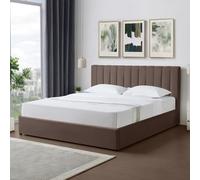 Evelynne Fabric 180Cm King Ottoman Bed Frame With Storage - Dark Brown