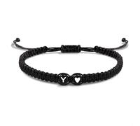 EVEMATE Bracelet with Letter and Heart for couples and friends - Initial A-Z name - Braided friendshipband for women, men and Children (Y)