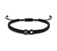 EVEMATE Bracelet with Letter and Heart for couples and friends - Initial A-Z name - Braided friendshipband for women, men and Children (C)