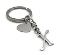 EVEMATE Keyring Letter with Heart - Initial A-Z Pendant Keychain - Handmade Stainless Steel - Name Gift Car Friend Partner (X)