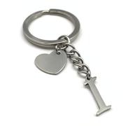 EVEMATE Keyring Letter with Heart - Initial A-Z Pendant Keychain - Handmade Stainless Steel - Name Gift Car Friend Partner (I)