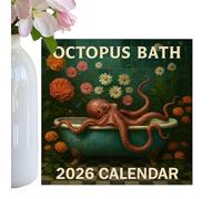 Evember 12 Month Wall Calendar - 2026 Whole Year Tub Octopus Wall Monthly Calendar | Tasks Planner Smooth Writing Funny Ornament for Dining Room Study Living Room Bedroom Classroom