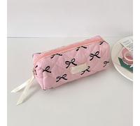 Evember 2packs Bow Pencil Pouch, 19.5x7x9cm Pencil Case with Bow Pattern, Cute Makeup Bag, Pencils Case for School Supplies, Portable Travel Pouch with Zipper for Cosmetic Skin Care Products