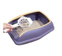 Evember Cat Litter Tray | Plastices Litter Tray With Free Scoop | 38x23x15cm Cat Litters Box With Open Top | With Detachable Rim | Splash Guards | Non Stick Surfaces | Easy Cleaning