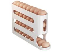 Evember Fridge Egg Box, 33 x 18 x 7 cm 4 Tier Egg Dispenser, Capacity 30, Egg Storage for Fridge, Plastic Egg Holder for Refrigerator