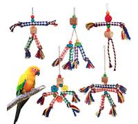 Evember Parakeet Toys, Colorful Parakeet Chewing Toy, Bird Cage Chew Rope Interactive Bird Perch for Cockatiels Cotorras Budgies Conures
